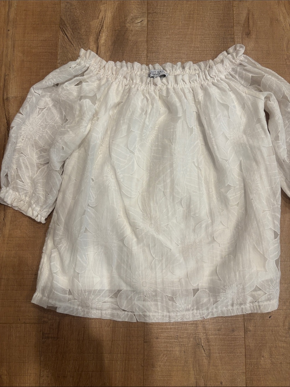 Sweet Rain laser cut embroidered crochet blouse floral